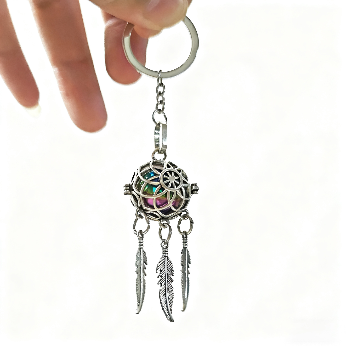 Stainless Steel Feather Tassel Cremation Keychain Urn Pendant Keepsake for Ashes