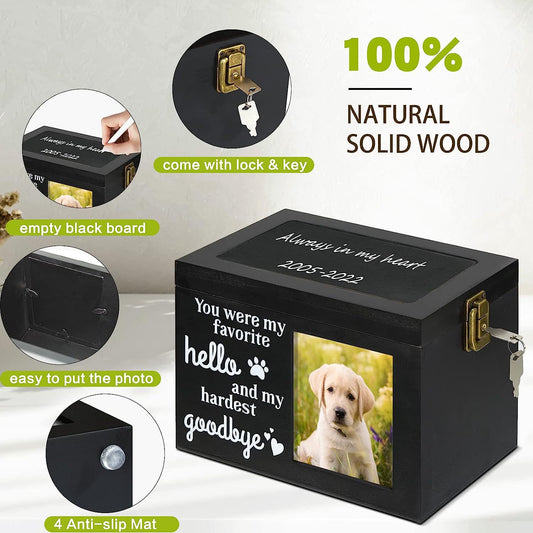 Wooden Pet Photo Urn Pet Ashes Urn (Black)