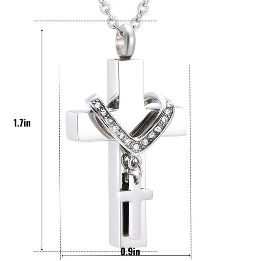Cross Urn Necklace for Ashes – Keepsake Memorial Pendant for Pet
