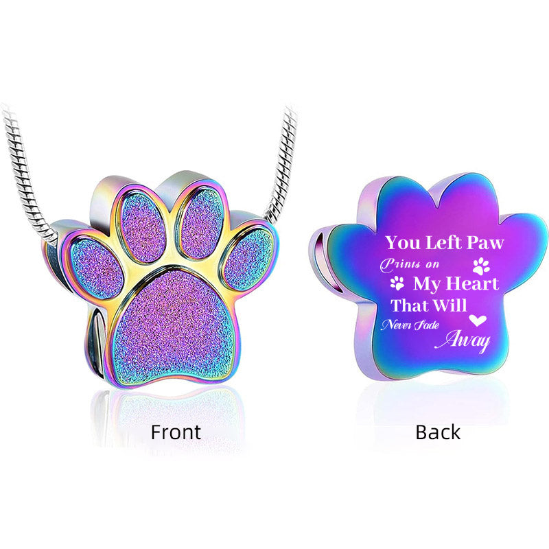 Paw Print Urn Necklace for Ashes Pet Memorial Jewelry