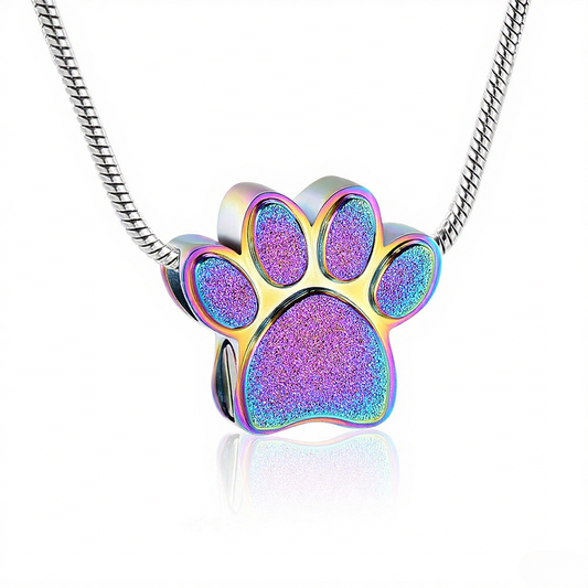 Paw Print Urn Necklace for Ashes Pet Memorial Jewelry