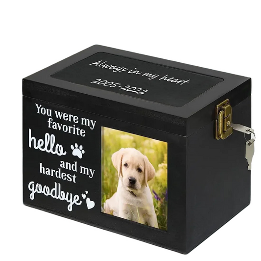 Wooden Pet Photo Urn Pet Ashes Urn (Black)