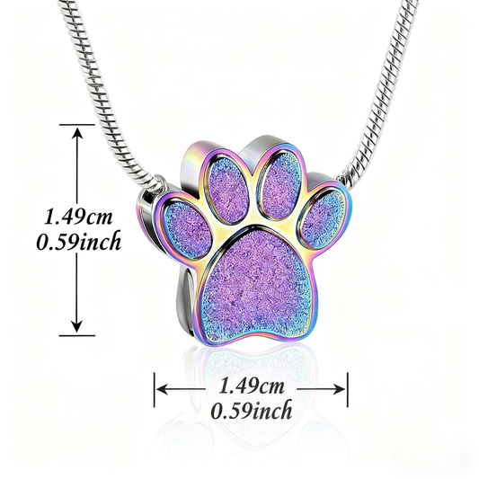 Paw Print Urn Necklace for Ashes Pet Memorial Jewelry