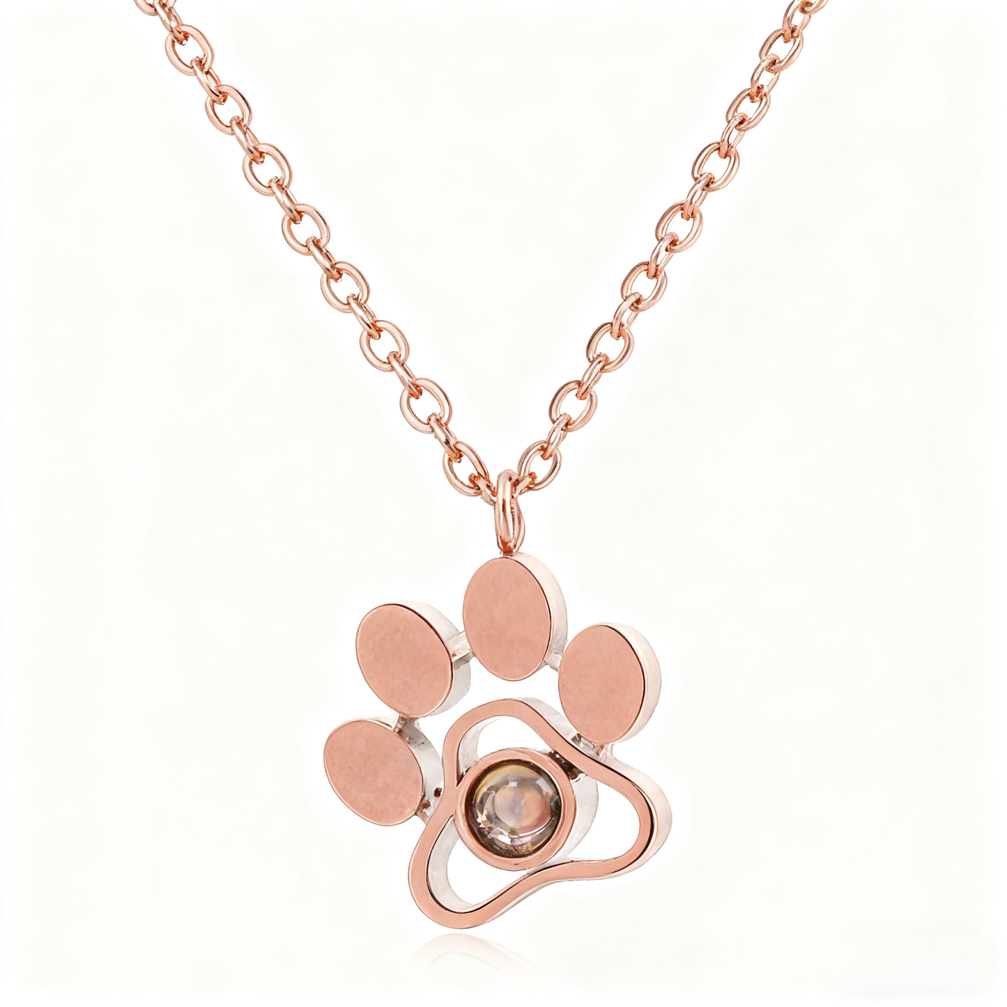Custom Paw Print Projection Necklace –  Personalized Pet Photo Pendant in 3 Colors