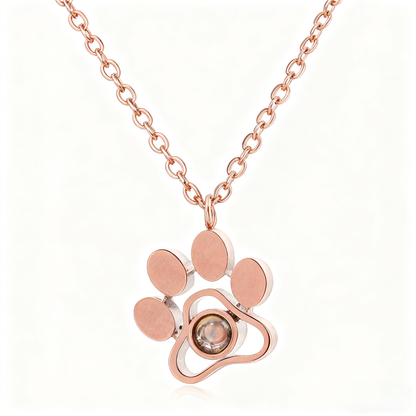 Custom Paw Print Projection Necklace –  Personalized Pet Photo Pendant in 3 Colors