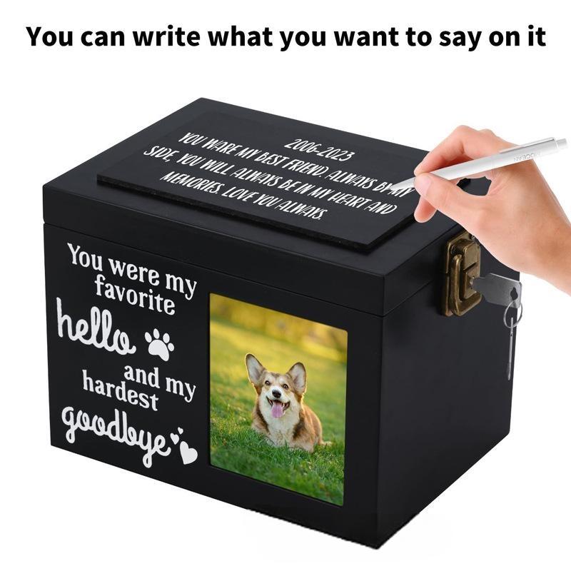 Wooden Pet Photo Urn Pet Ashes Urn (Black)