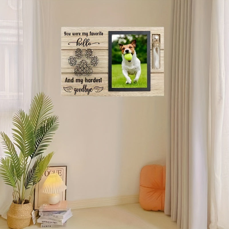 Memorial Photo Frame with Glass Bottle Wooden Remembrance Gift (4x6 Inch Photo)