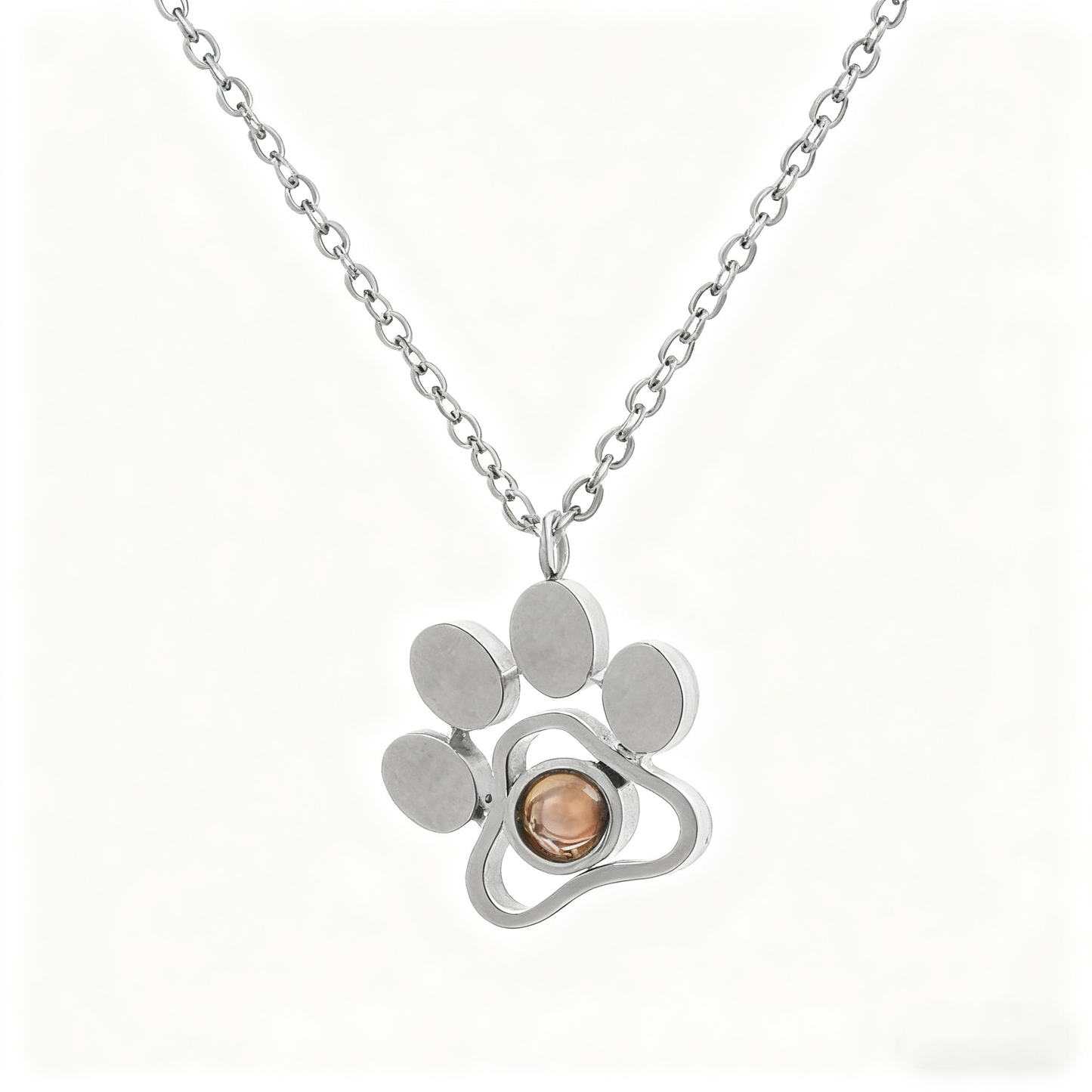 Custom Paw Print Projection Necklace –  Personalized Pet Photo Pendant in 3 Colors