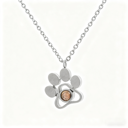 Custom Paw Print Projection Necklace –  Personalized Pet Photo Pendant in 3 Colors