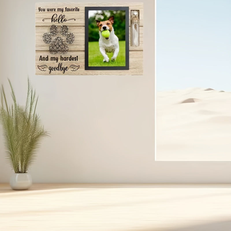 Memorial Photo Frame with Glass Bottle Wooden Remembrance Gift (4x6 Inch Photo)