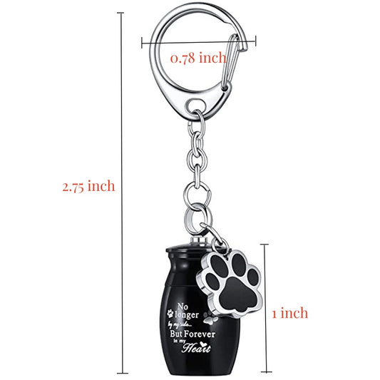 Pet Footprint Urn Keychain Pet Ashes Keepsake (Black)