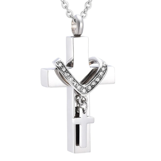 Cross Urn Necklace for Ashes – Keepsake Memorial Pendant for Pet