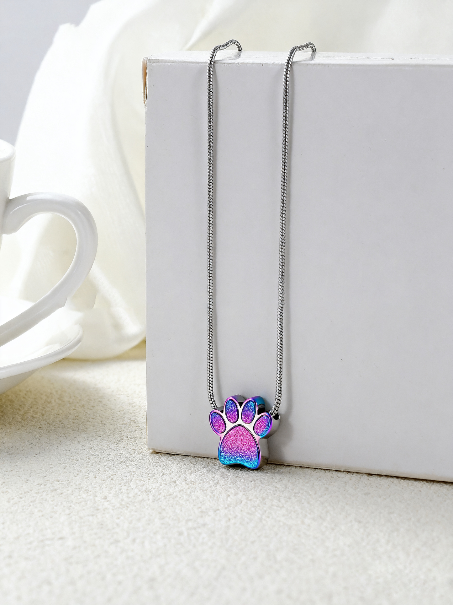 Paw Print Urn Necklace for Ashes Pet Memorial Jewelry