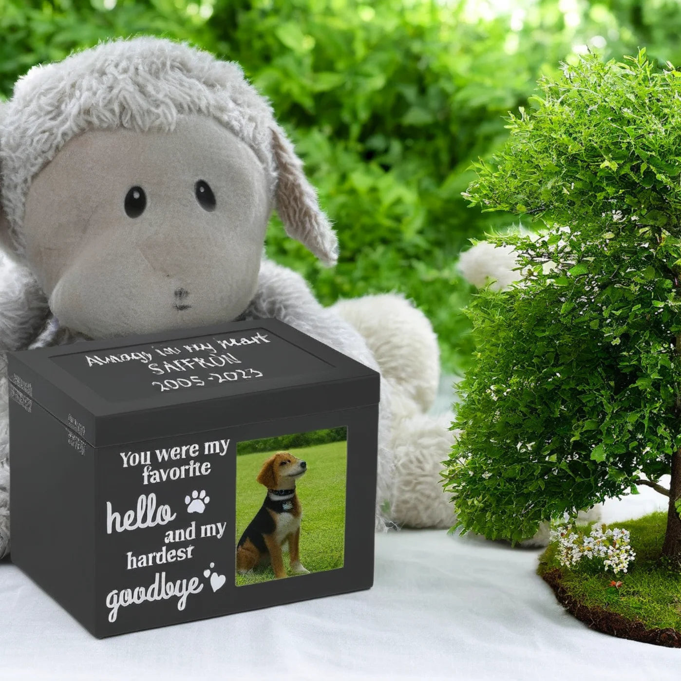 Wooden Pet Photo Urn Pet Ashes Urn (Black)