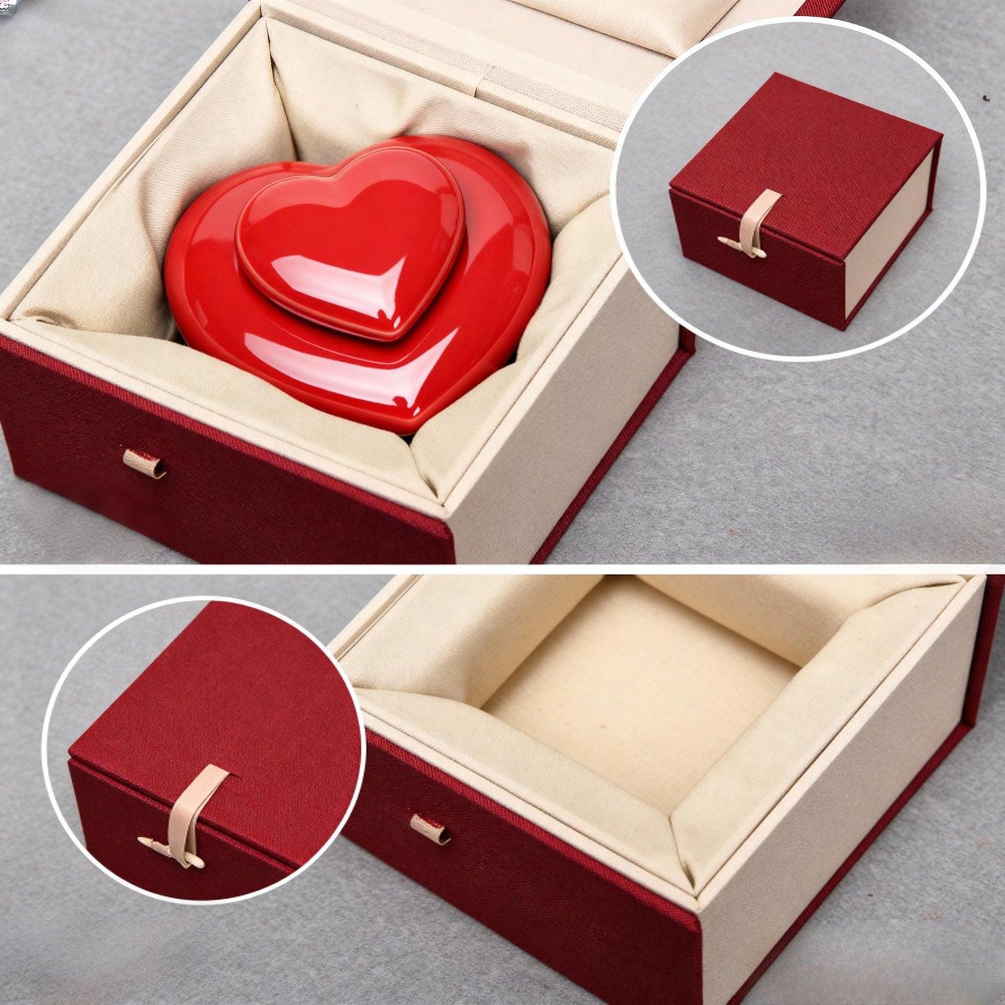 Heart-shaped Ceramics Pet Urn Memorial Ashes Urn (Red)