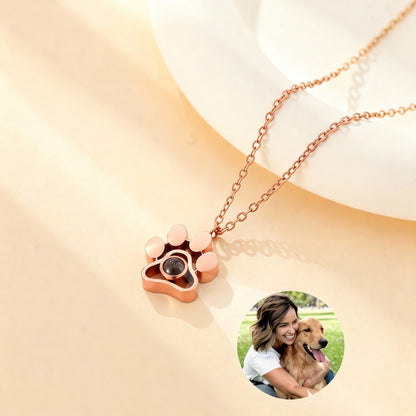 Custom Paw Print Projection Necklace –  Personalized Pet Photo Pendant in 3 Colors