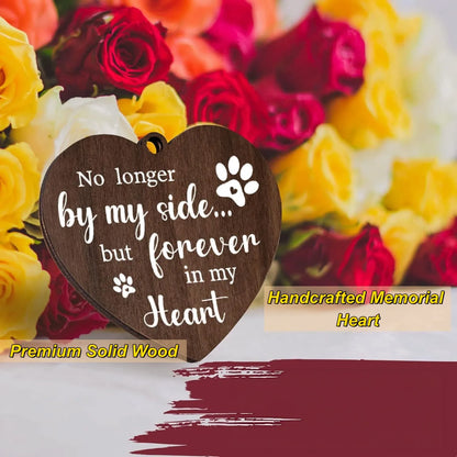Handcrafted heart-shaped memorial plaque with pet remembrance message