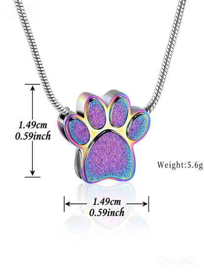Paw Print Urn Necklace for Ashes Pet Memorial Jewelry