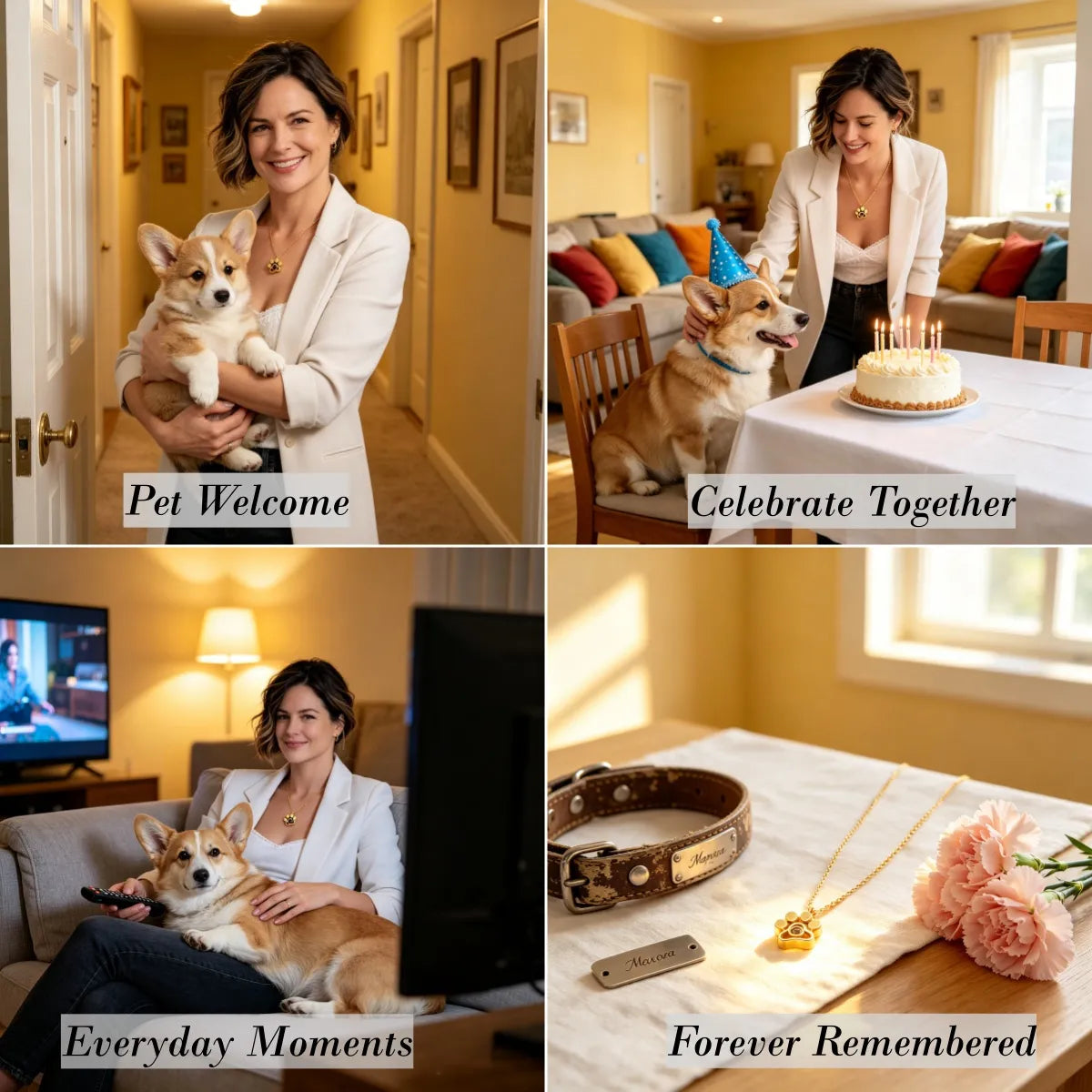 Celebrate every stage of your pet's life, from welcome home and birthdays to everyday moments and forever memories with a personalized paw print projection necklace.