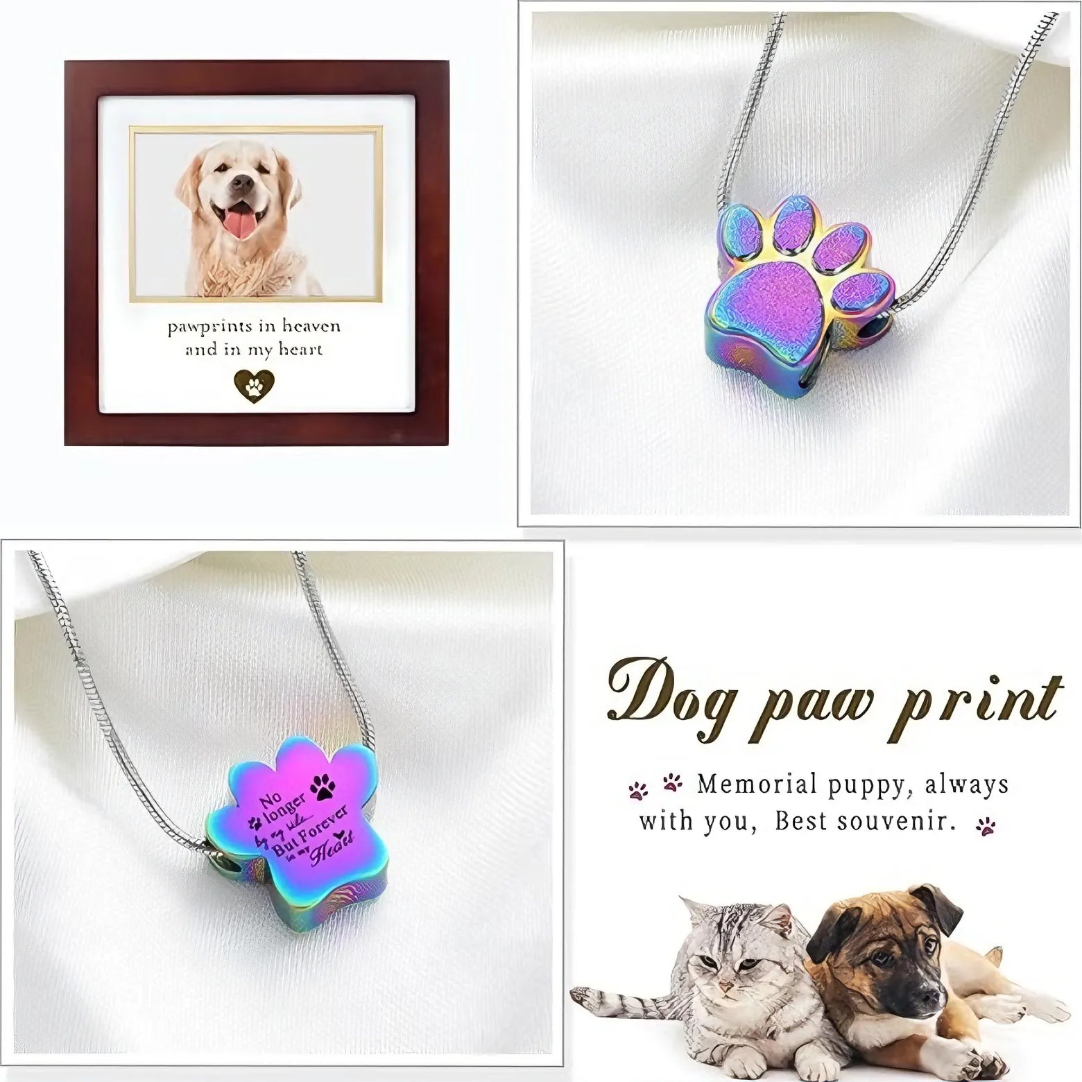 "No longer by my side but forever in my heart", pet memorial urn necklace for pet lover