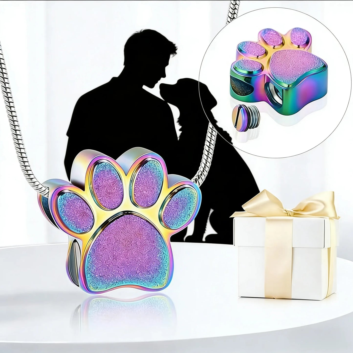 Pet cremation urn necklace for ashes, pet loss gift for pet lovers