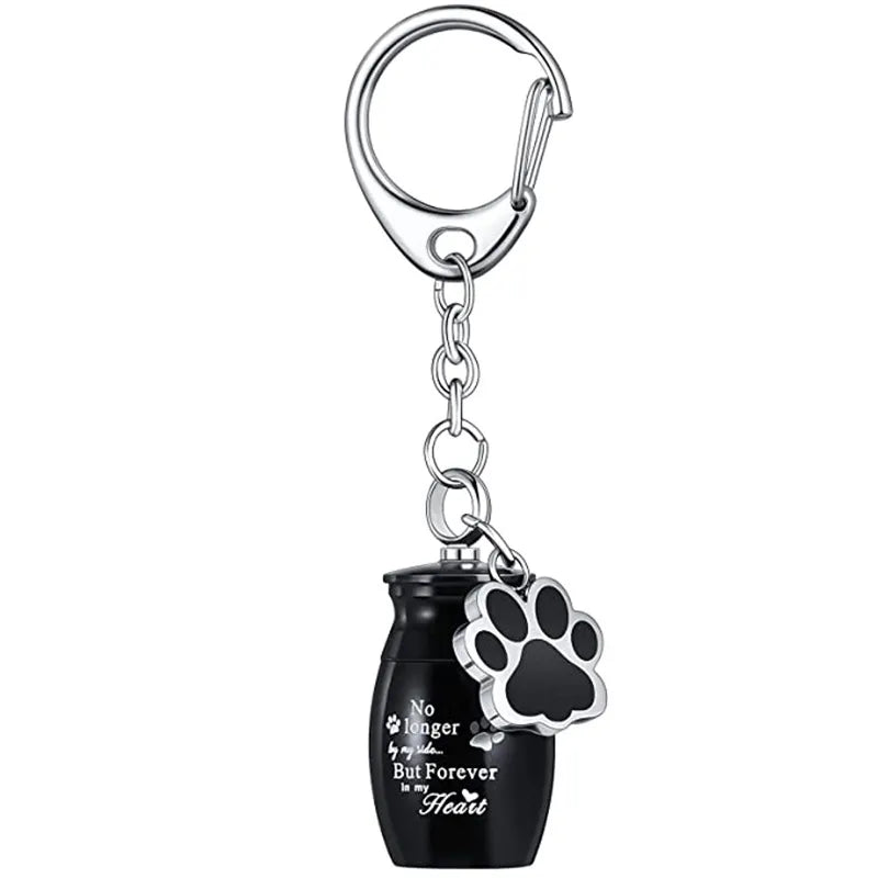 Pet memorial paw print keepsake keychain with mini remembrance capsule