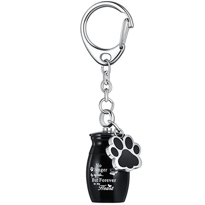 Pet memorial paw print keepsake keychain with mini remembrance capsule