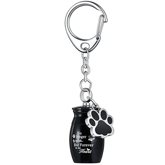 Pet memorial paw print keepsake keychain with mini remembrance capsule