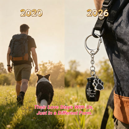 Pet memorial keepsake keychain symbolizing a lasting bond between a pet and owner
