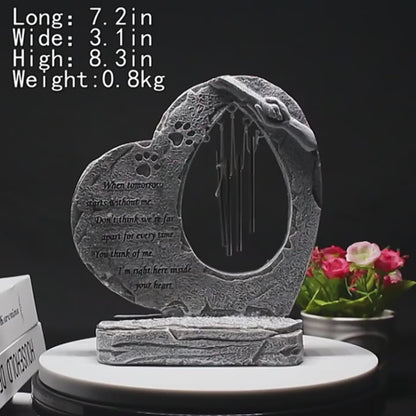 Heart-Shaped Paw Print Dog Memorial Headstone & Wind Chime